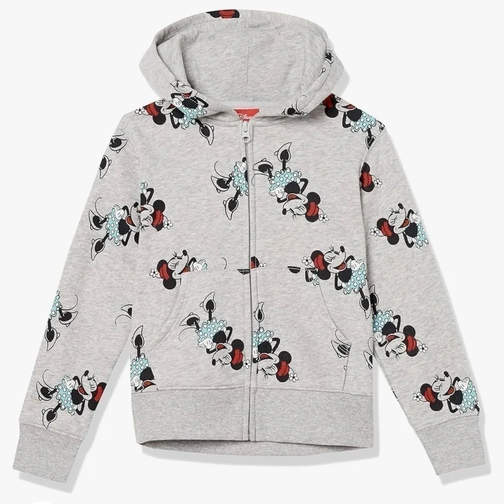 Disney Girls Fleece Full Zip Up Hoodie Sweatshirt Outdoor Minnie Mouse Sz L (10)